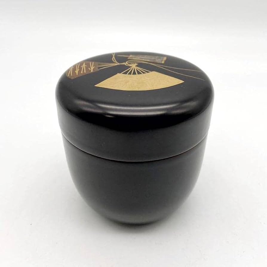 Amazon.co.jp: 山中漆器 棗 黒扇面 螺鈿茶入 茶道具 抹茶碗 茶道 茶器